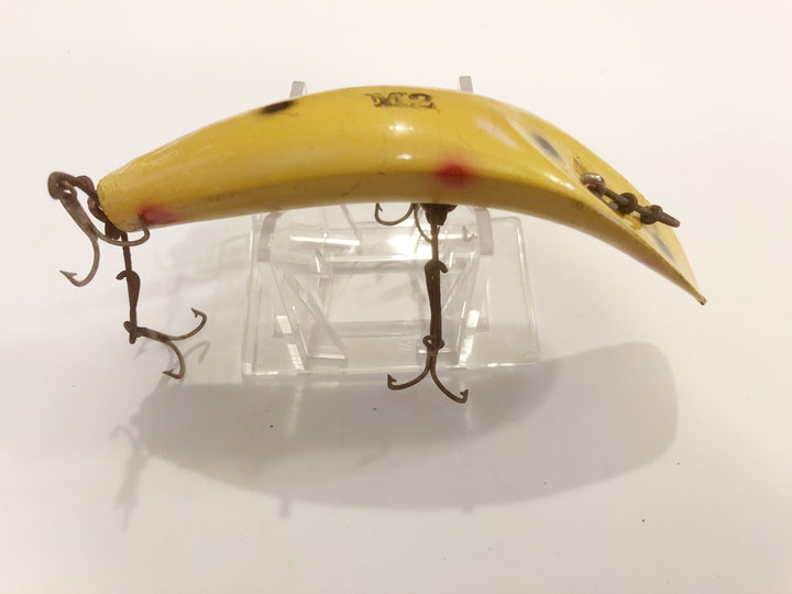 Helin Flatfish M2 Musky Size Y Yellow with Spots Wooden Lure