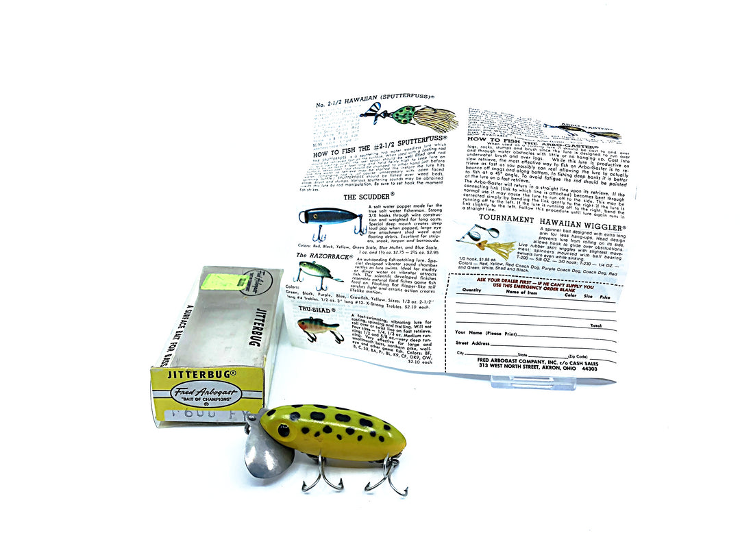 Arbogast Jitterbug Frog Color with Box and Paperwork