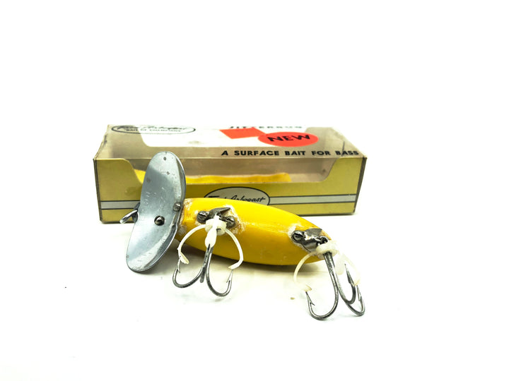 Arbogast Jitterbug Yellow (Bizarre Hardware) Color with Box, Bug-Eyed Model