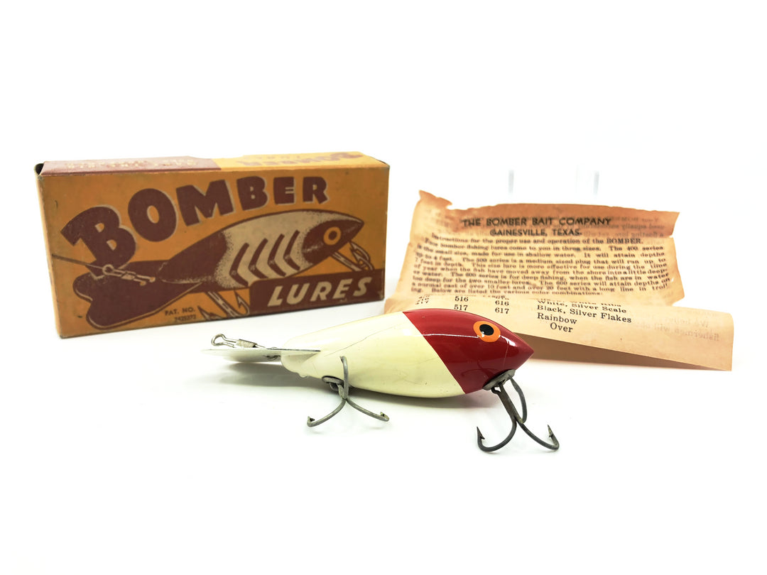 Vintage Wooden Bomber 504 Red Head White Color with Older Two Piece Box
