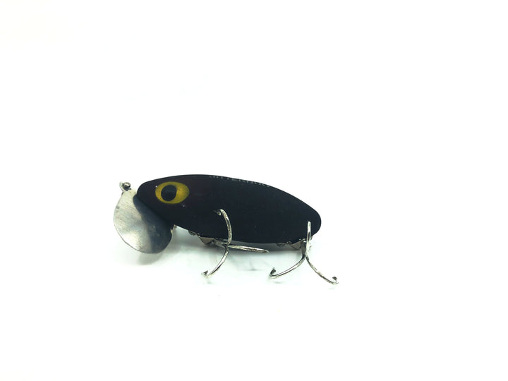 Arbogast Jitterbug Black Flock (Uncatalogued Version) Color, Flat-Eyed Model