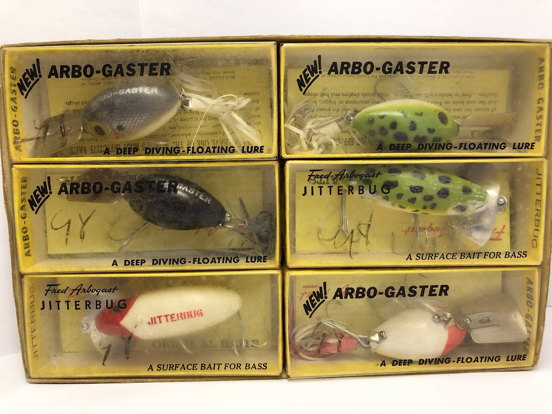 Arbogast Dealer Box of Six.  Arbo-gasters and Jitterbugs NIB