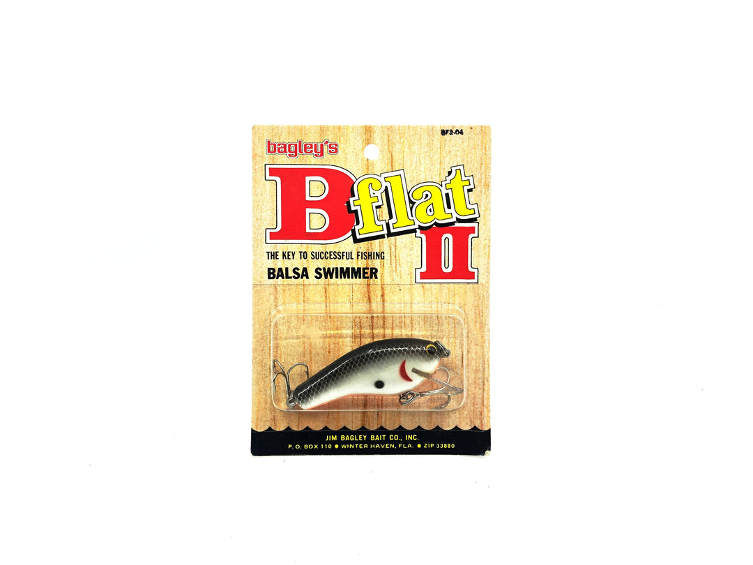Bagley Flat Balsa B2-04 Black on White Shad Color New on Card Old Stock Florida Bait