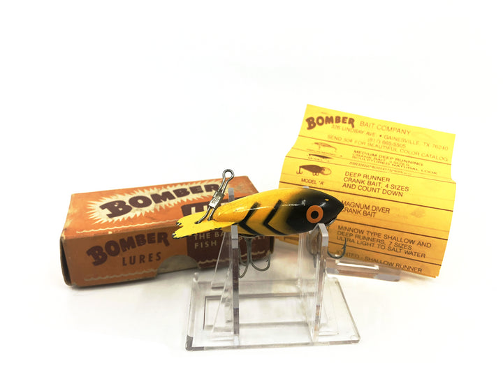 Vintage Wooden Bomber 220 Yellow Black Ribs Color with Box Old Stock