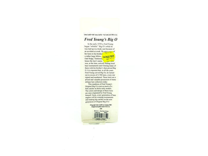 Cotton Cordell Fred Young Original Big O Wooden Lure Sunrise Craw Color on Card
