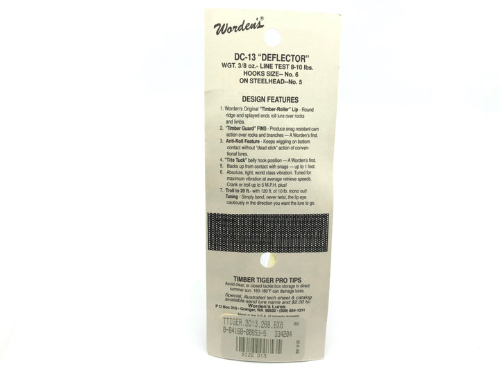 Worden Timber Tiger Deflector DC-13 Color 268 Vitamin C Shad