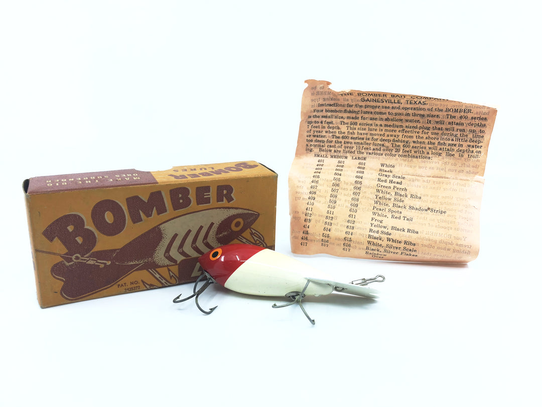 Vintage Wooden Bomber 504 Red Head White Color with Older Two Piece Box
