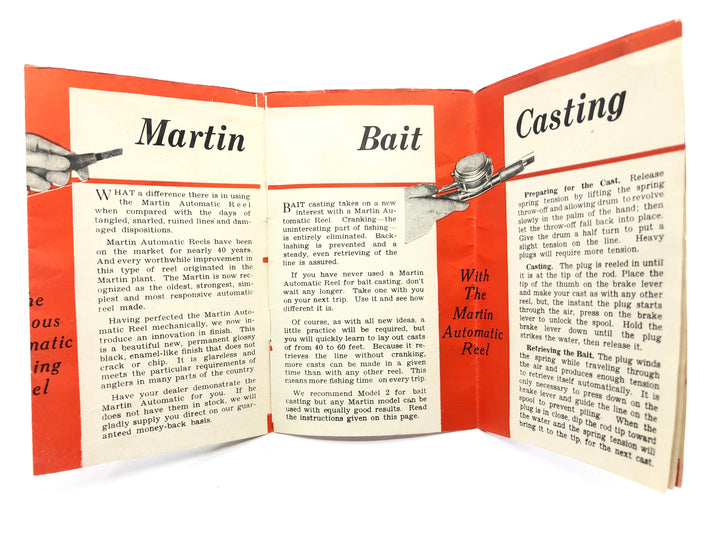 Martin Automatic Fishing Reels Pamphlet / Catalog