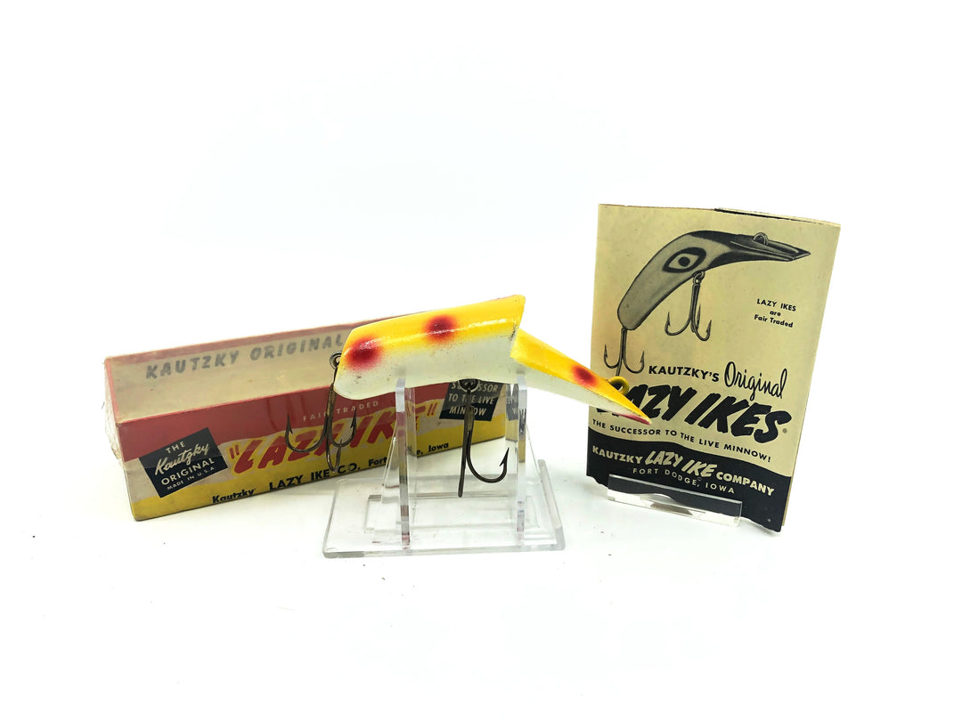 Kautzky Lazy Ike Wooden Top Ike with Box and Paperwork Yellow Spot Color