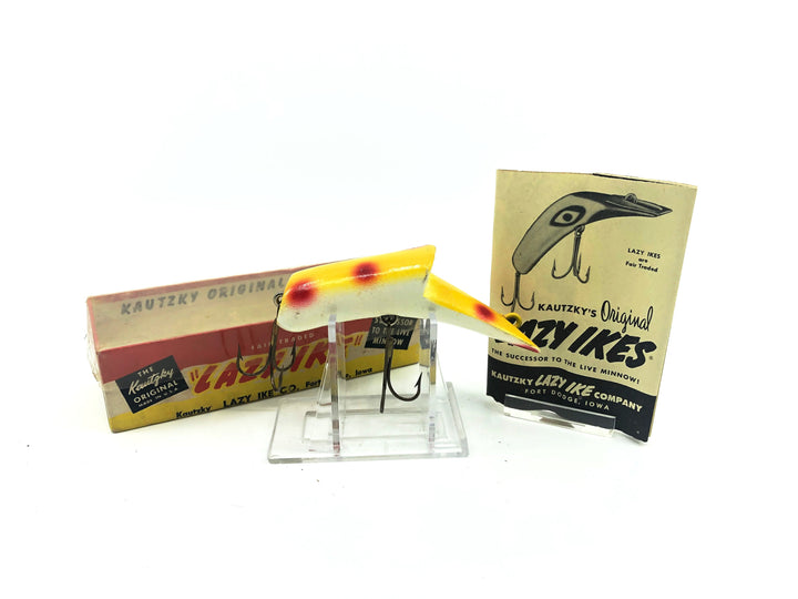 Kautzky Lazy Ike Wooden Top Ike with Box and Paperwork Yellow Spot Color