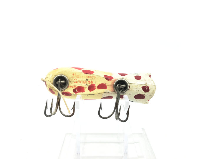 Folk Art Painted Shakespeare Swimming Mouse White Repaint with Red Dots Color