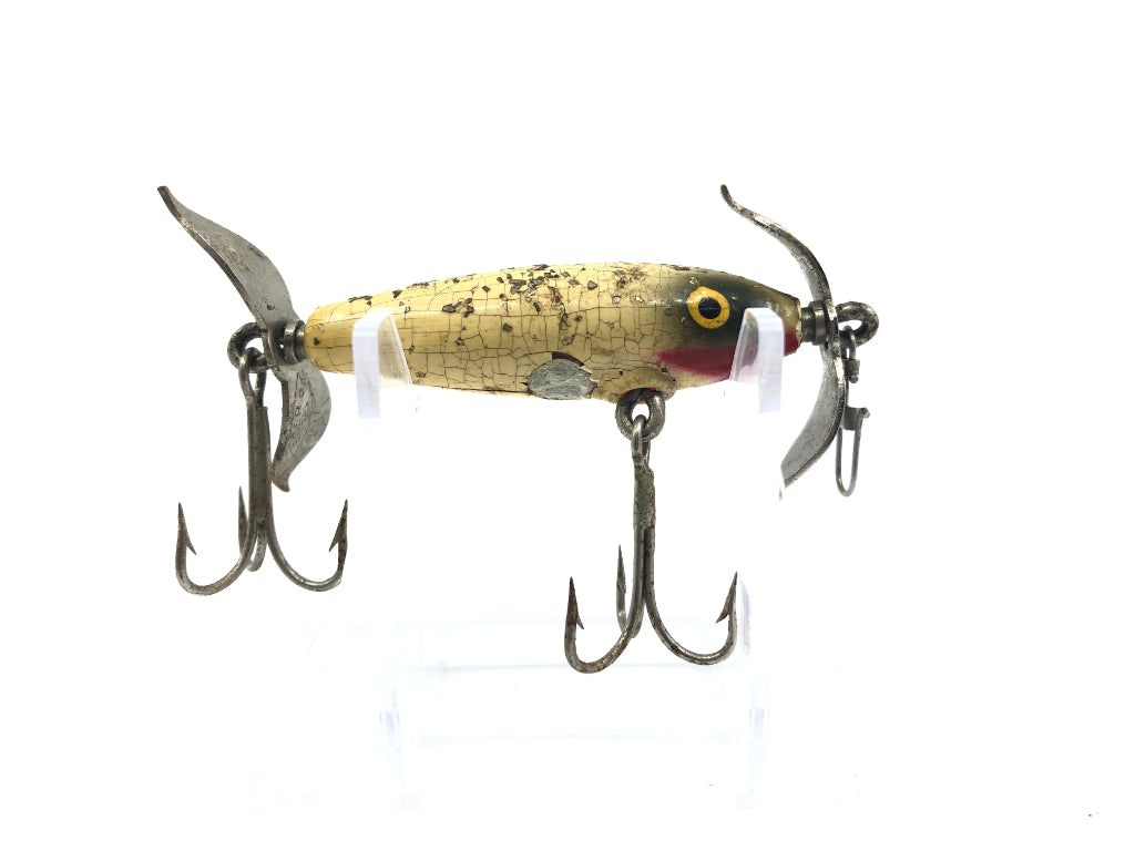 Vintage Eger Baits Baby Dillnger White Sparkles Grey Back