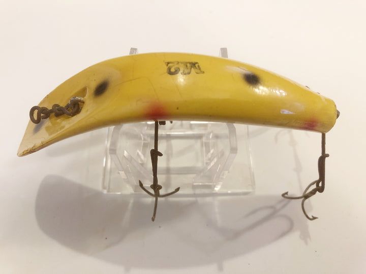 Helin Flatfish M2 Musky Size Y Yellow with Spots Wooden Lure