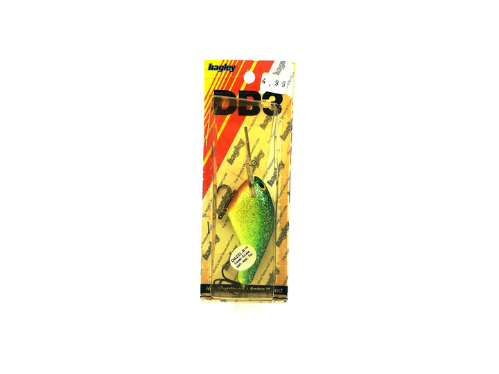 Bagley Diving B3 DB3-Z69 Dazzl-R Laser-Scale, Dazzle Green on Chartreuse Color New on Card Old Stock Florida Bait