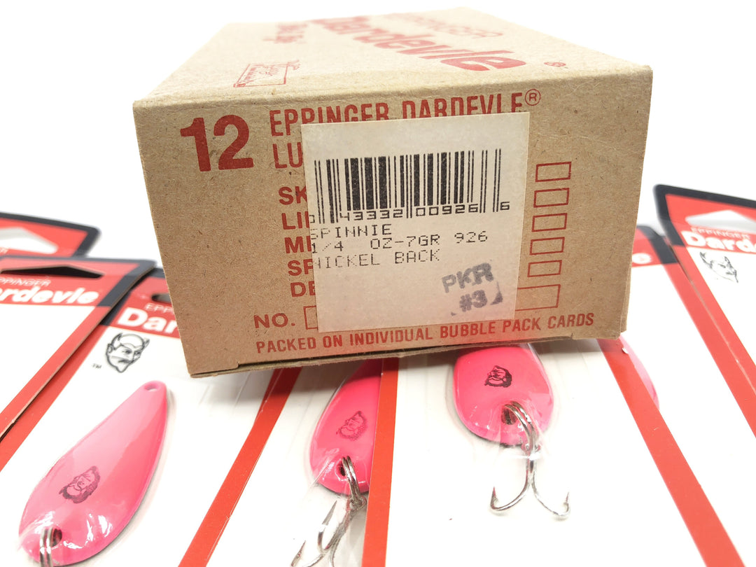 Eppinger Dardevle Dealer Box of 12 Pink Spinnie Lures New on Card