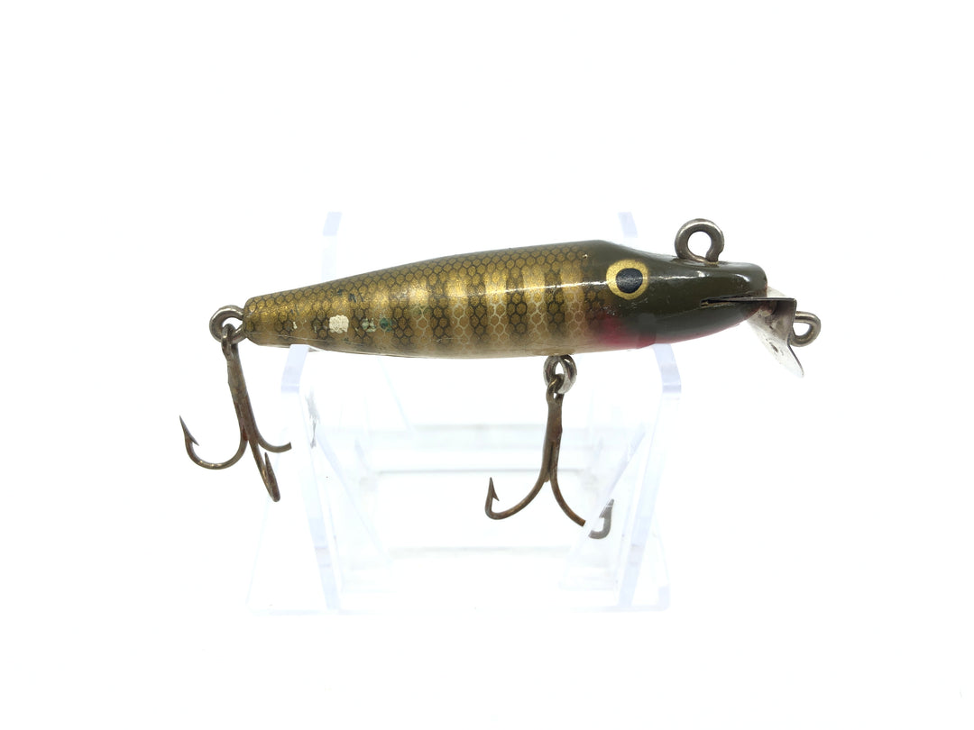 Creek Chub 2200 Midget Pikie Early Model Double Line Tie Painted Eyes Pikie Color Wooden Lure