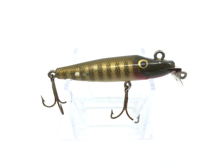 Creek Chub 2200 Midget Pikie Early Model Double Line Tie Painted Eyes Pikie Color Wooden Lure