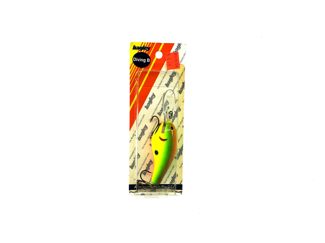 Bagley Diving B3 DB3-RB69 Rootbeer/Green on Chartreuse Color New on Card Old Stock Florida Bait