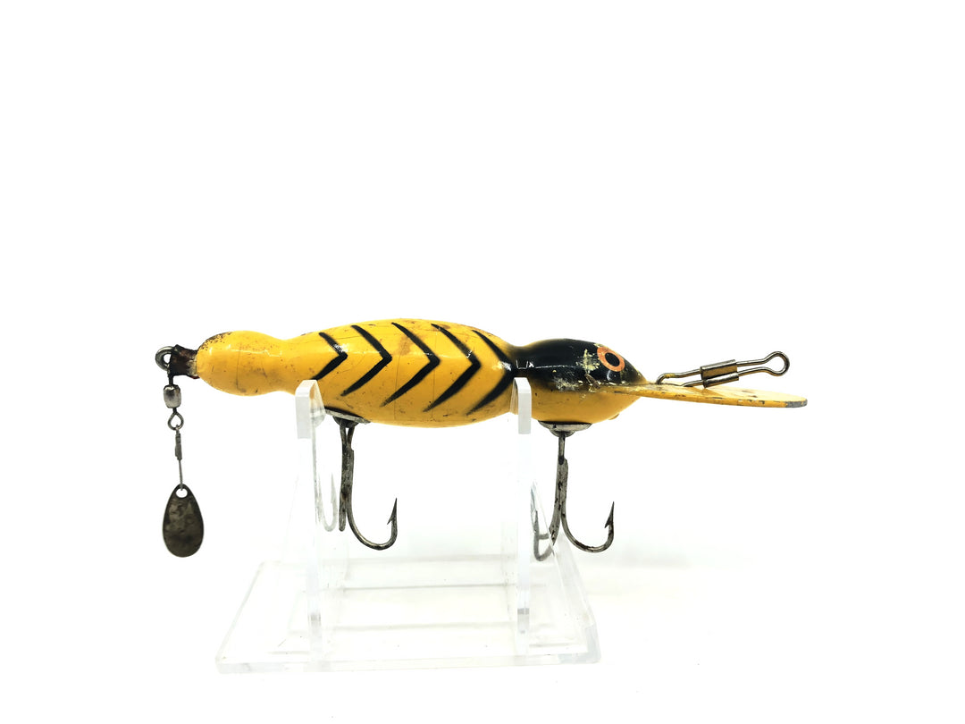 Bomber Wooden Waterdog Color #20 Yellow/Black Ribs Color