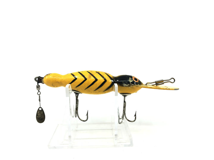 Bomber Wooden Waterdog Color #20 Yellow/Black Ribs Color