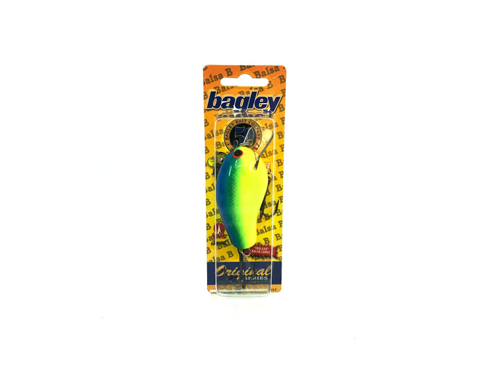 Bagley Balsa B2 BB2-79SG Super Glow Blue on Chartreuse Color, New on Card