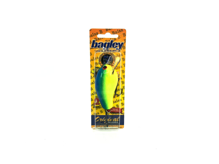 Bagley Balsa B2 BB2-79SG Super Glow Blue on Chartreuse Color, New on Card