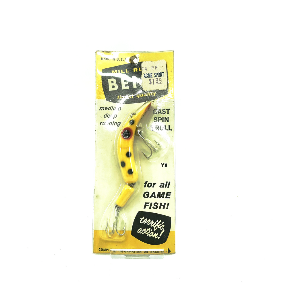 Mill's Run Beno Lure Jointed Yellow Black Spots Color New on Card – My Bait Shop, LLC