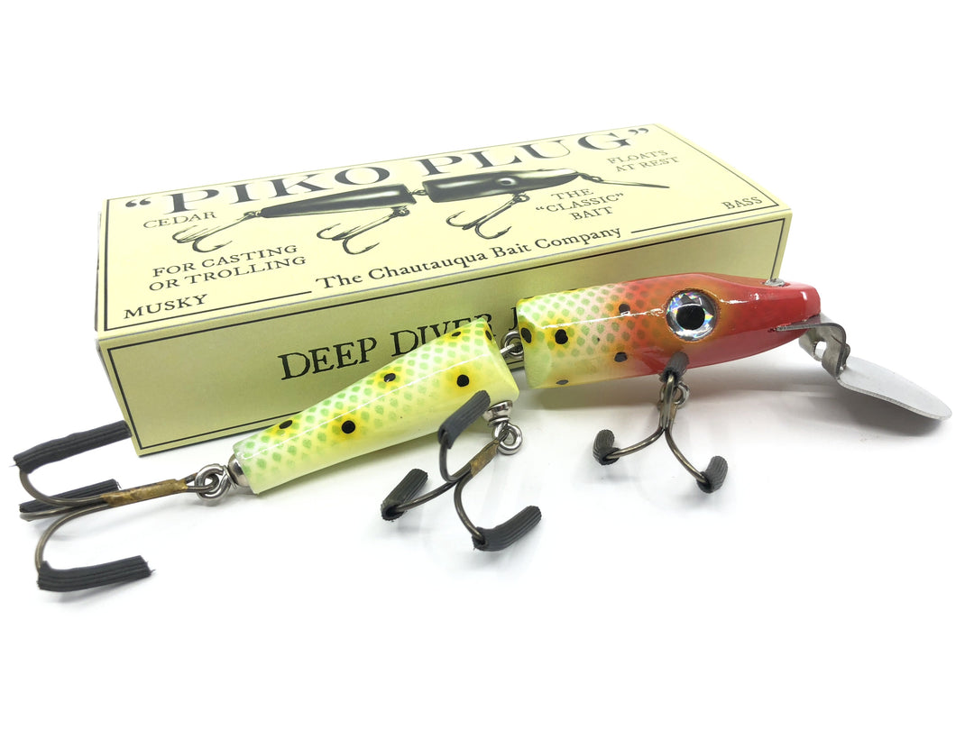 Jointed Chautauqua Piko Plug Lure Special Order Color "Red Head Frog Scale"