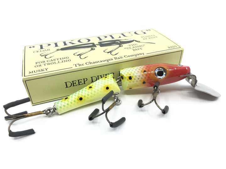 Jointed Chautauqua Piko Plug Lure Special Order Color "Red Head Frog Scale"
