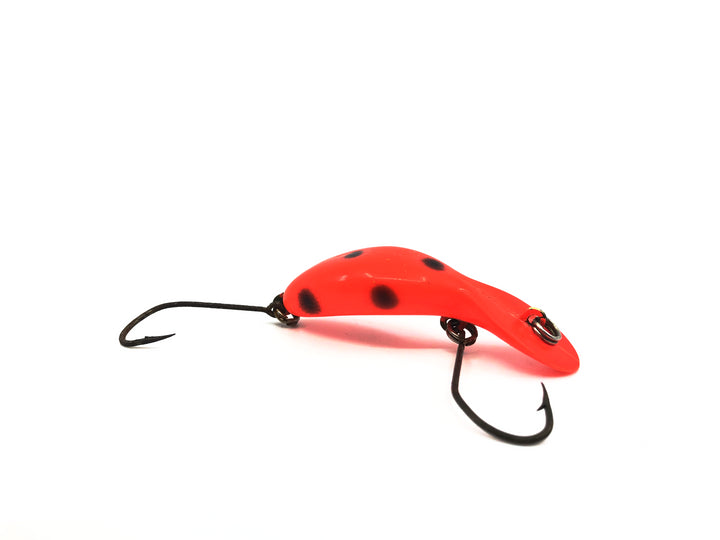 Heddon Tiny Tad RFB Fluorescent Red Black Spots Color