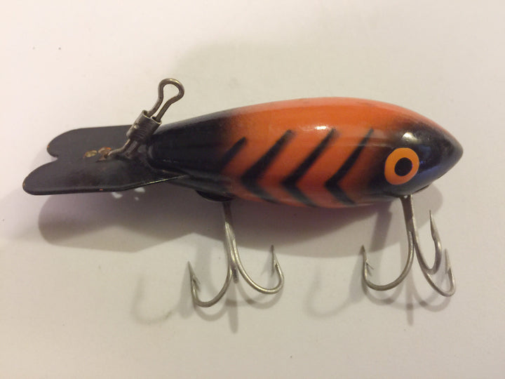 Bomber Orange with Black Ribs Wooden Lure 412