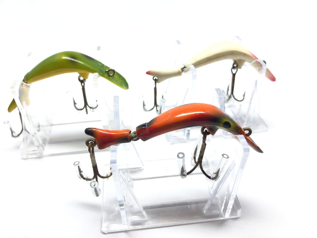 Lot of Three Brook's Baby Reefer Baits Orange White and Frog Colors