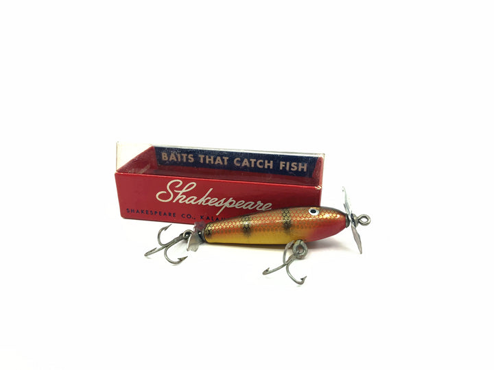 Shakespeare Shinning Slim Jim Vintage Wooden Lure YP Yellow Perch Color with Box
