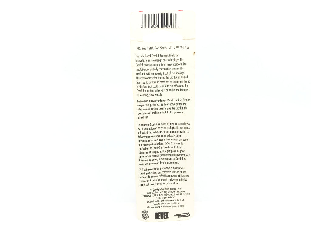 Rebel Crank-R Shallow Runner Transparent Blue Color New on Card Old Stock
