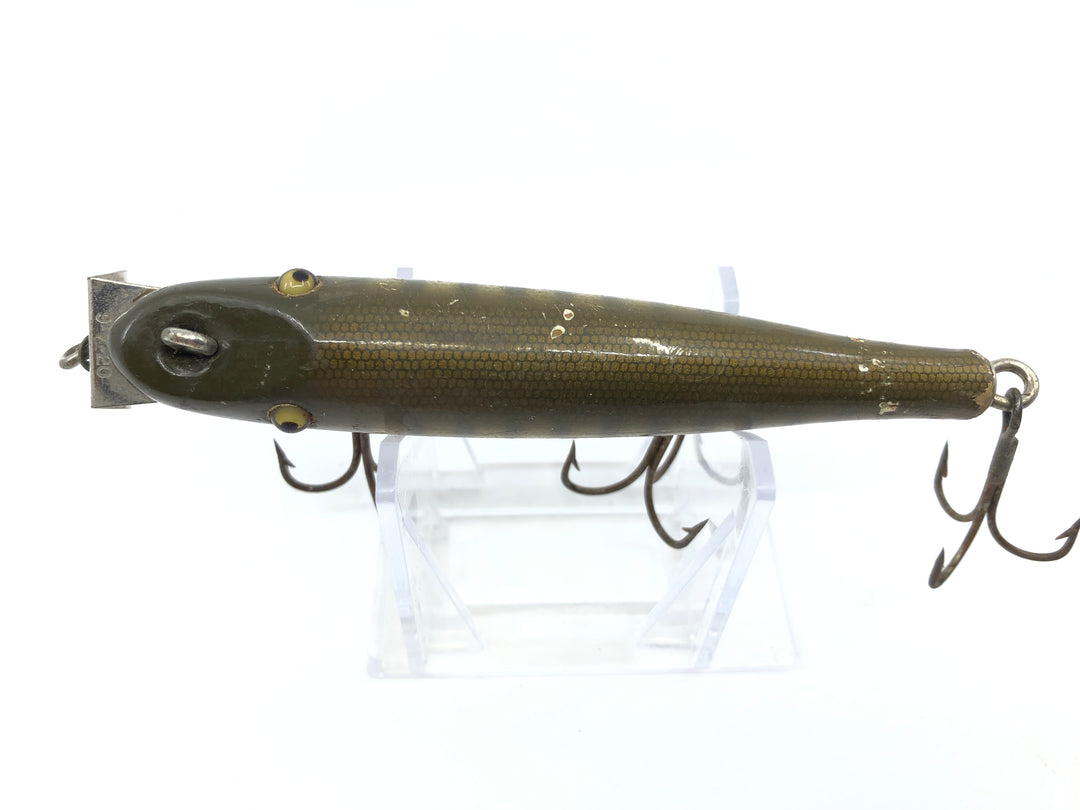 Vintage Creek Chub 700 Pikie Minnow Glass Eyes Double Line Tie Pikie Color Wooden Lure