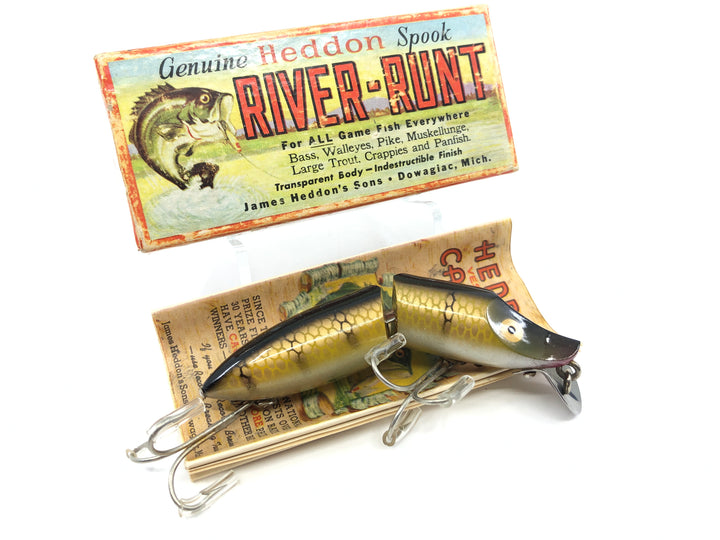Heddon Jointed Floater River Runt 9430 Pike Scale Color with Box and Catalog