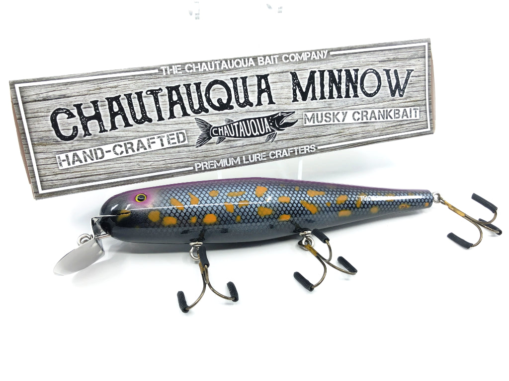 Chautauqua 8" Minnow Musky Lure Custom Orange Spot Color