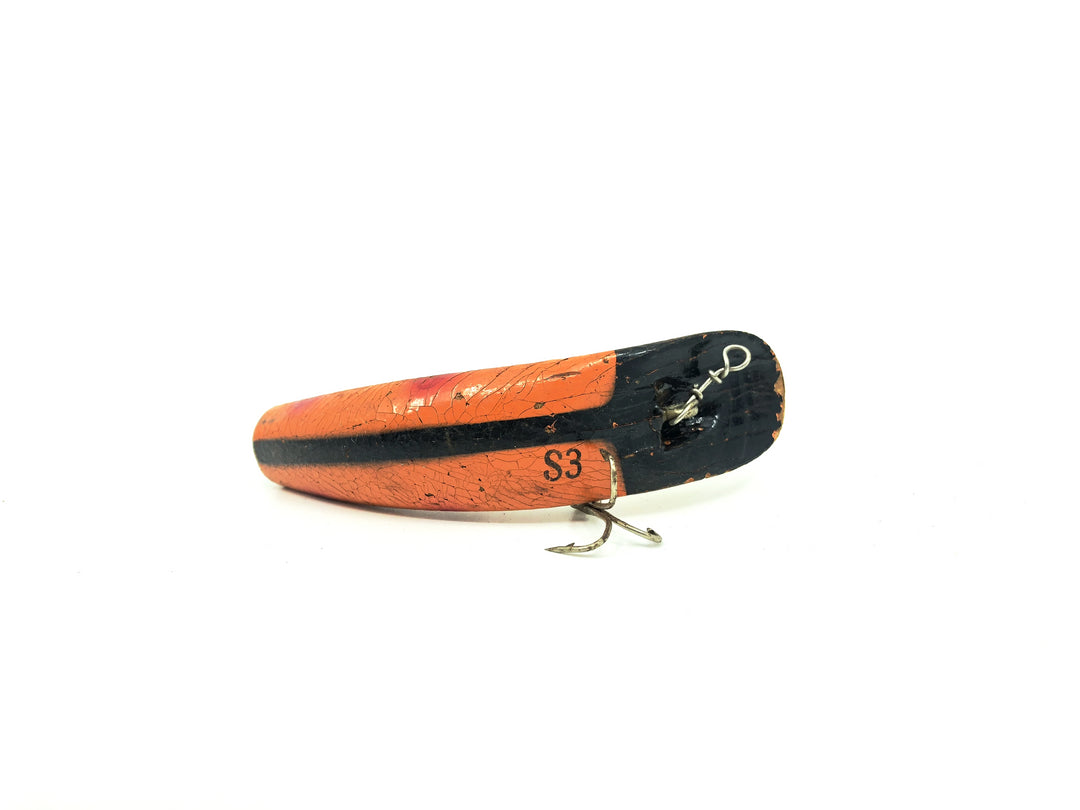 Vintage Wooden Helin Flatfish S3 Orange White Belly Black Top Color