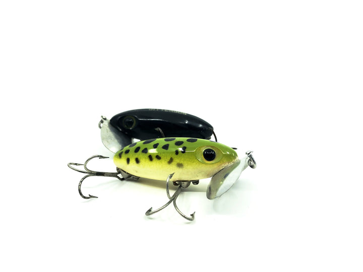 Two Arbogast Jitterbug Frog/Black Colors