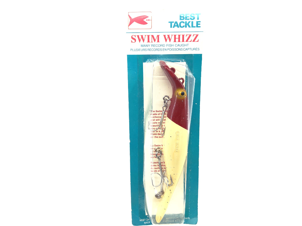 Best Tackle Swim Whizz 8" Red and White New on Card Old Stock