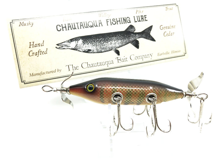 Chautauqua Special Order Wooden 5 Hook Minnow in Red Perch Color
