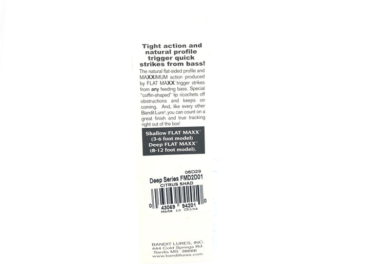 Bandit Flat Maxx Deep Series Citrus Shad Color New on Card