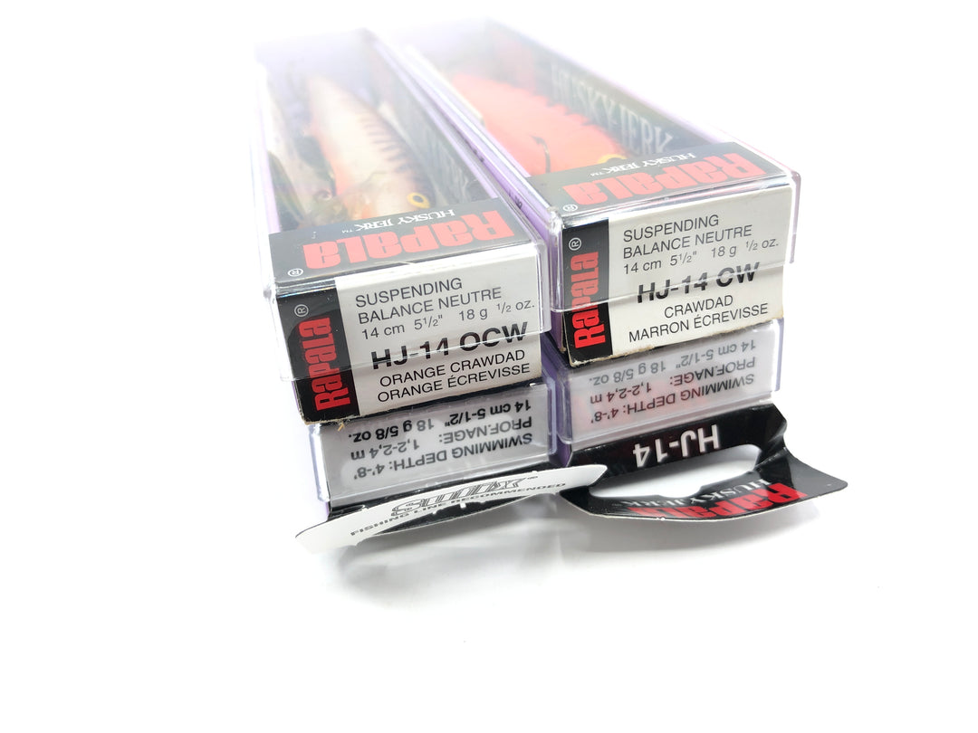 Lot of Four Rapala Husky Jerks HJ-14's CW OCW and YP with Box
