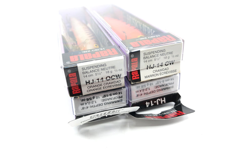 Lot of Four Rapala Husky Jerks HJ-14's CW OCW and YP with Box
