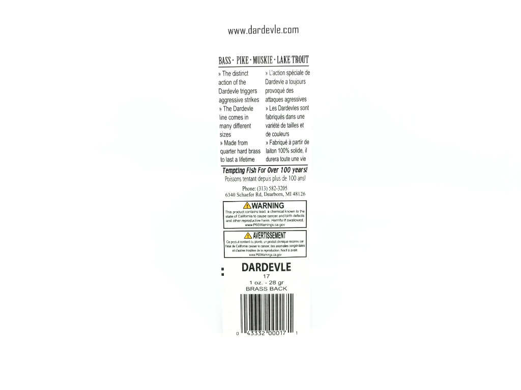 Dardevle Cuillère De Pêche 5 Diamants – 3/16 Oz, Pour Bar, Doré, Brochet Et Maskinongé