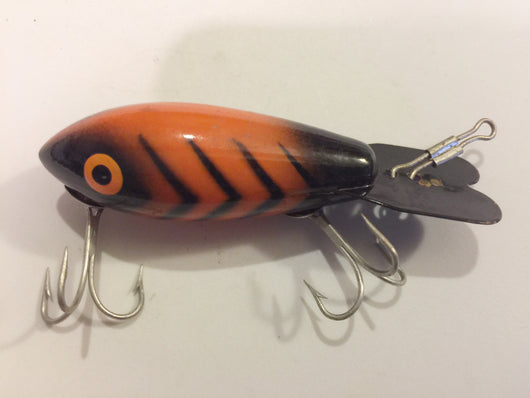 Bomber Orange with Black Ribs Wooden Lure 412