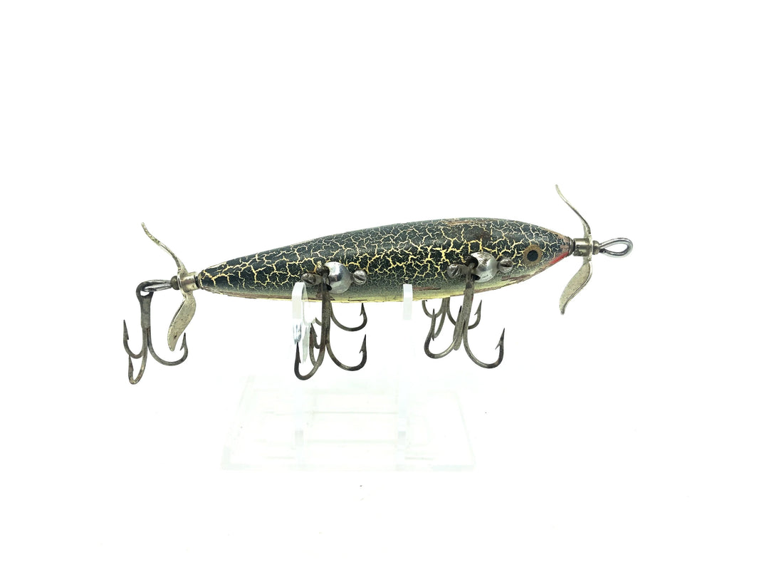 Heddon Dowagiac 150 Underwater 5 Hook Minnow, Green Crackle Fancy Back