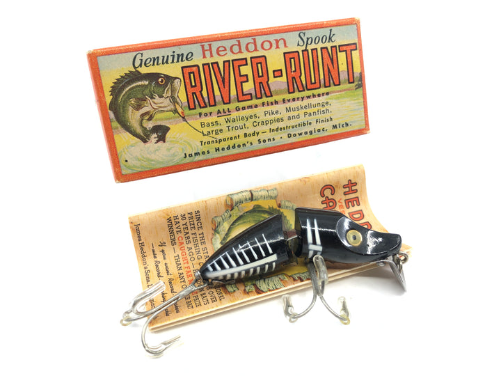 Heddon Jointed Sinking River Runt 9330 XBW Black Shore Color with Box and Catalog