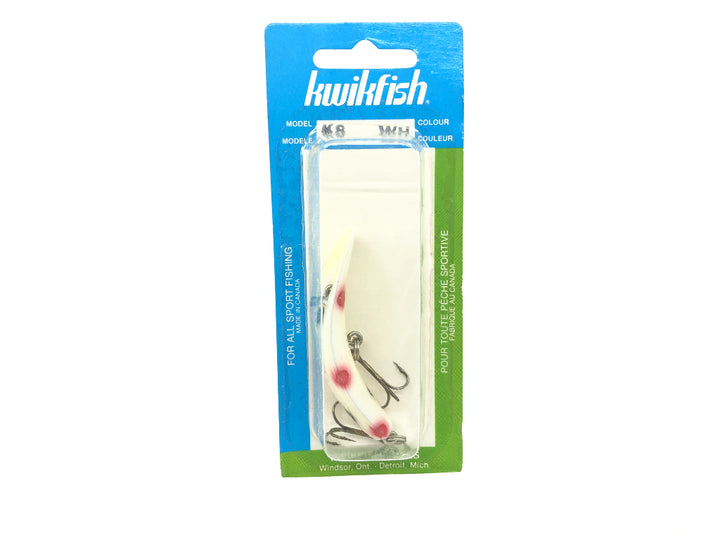 Kwikfish K8 WH White Red and Black Spots Color New on Card Old Stock.
