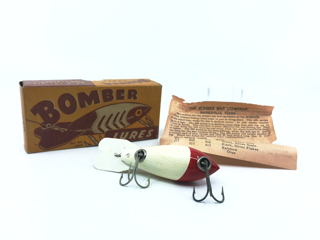 Vintage Wooden Bomber 504 Red Head White Color with Older Two Piece Box